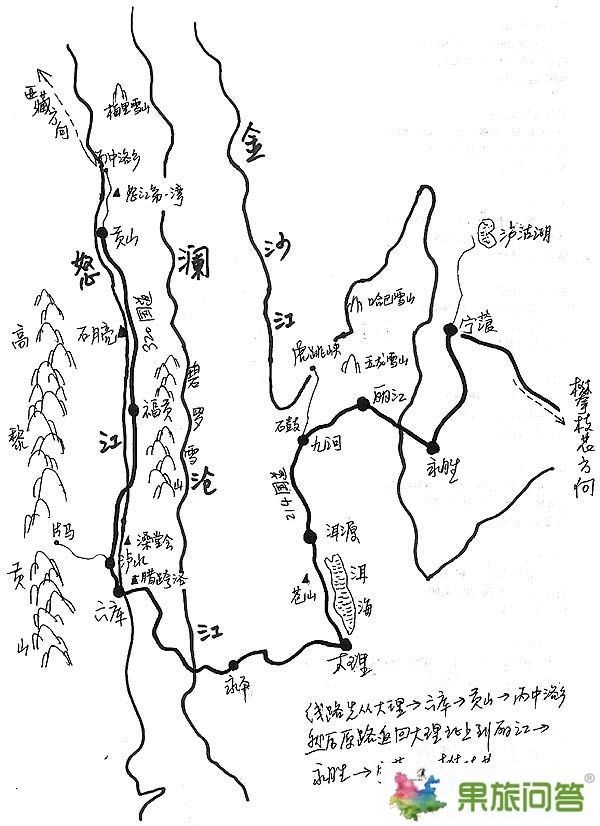 丽江古城手绘地图