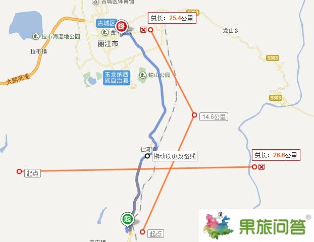 丽江机场落地自驾租车，自驾路线图