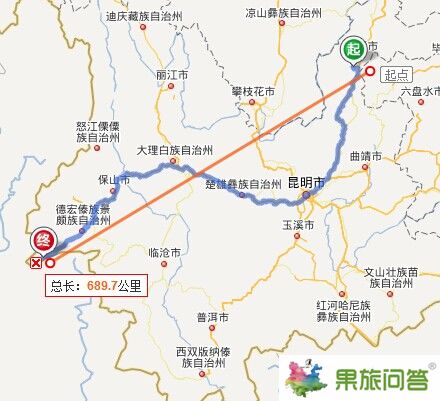 云南鲁甸到瑞丽直线距离670公里，车程1048公里，乘车时间28小时。