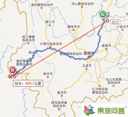 云南鲁甸到瑞丽直线距离670公里,车程1048公里,乘车时间28小时。