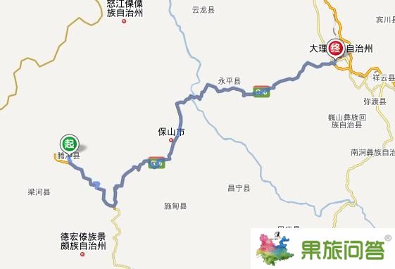 腾冲到大理自驾车线路图