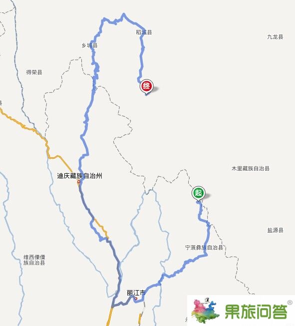 泸沽湖到稻城亚丁地图路线