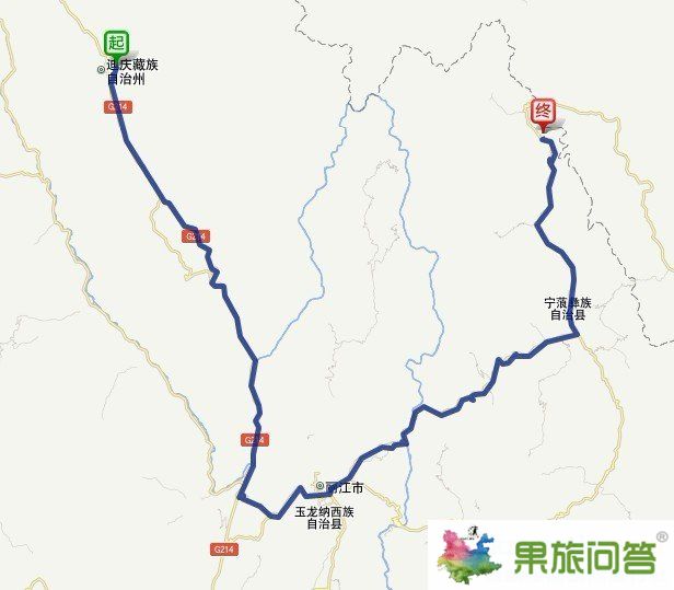 从香格里拉到泸沽湖有多少公里?自驾车地图