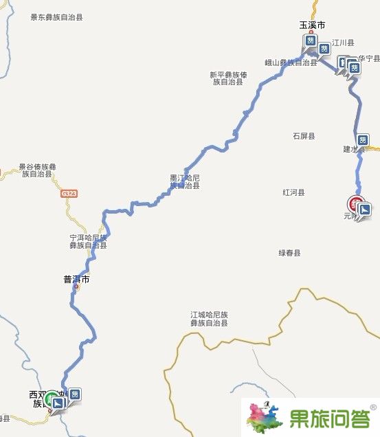 从西双版纳到元阳地图路线