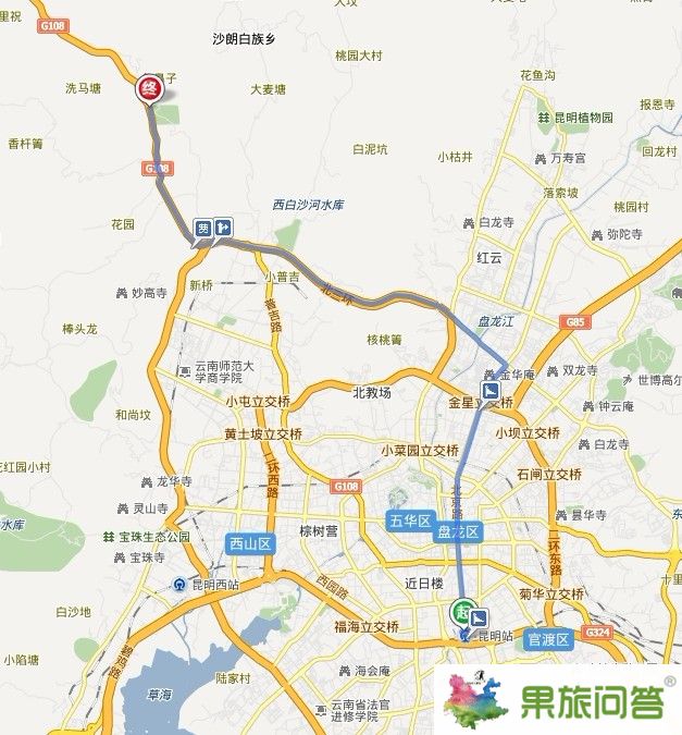 昆明火车站到西游洞地图