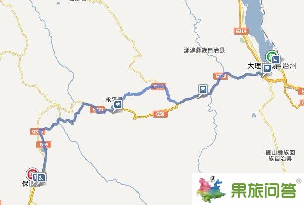 大理到保山地图